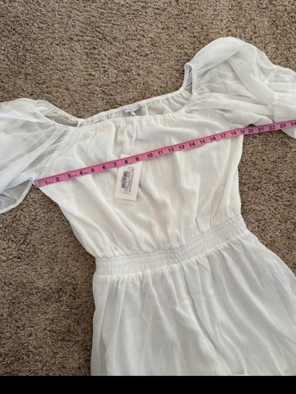 NWT Endless Rose RUFFLED SLEEVE ROMPER in White size Medium - Picture 11 of 12
